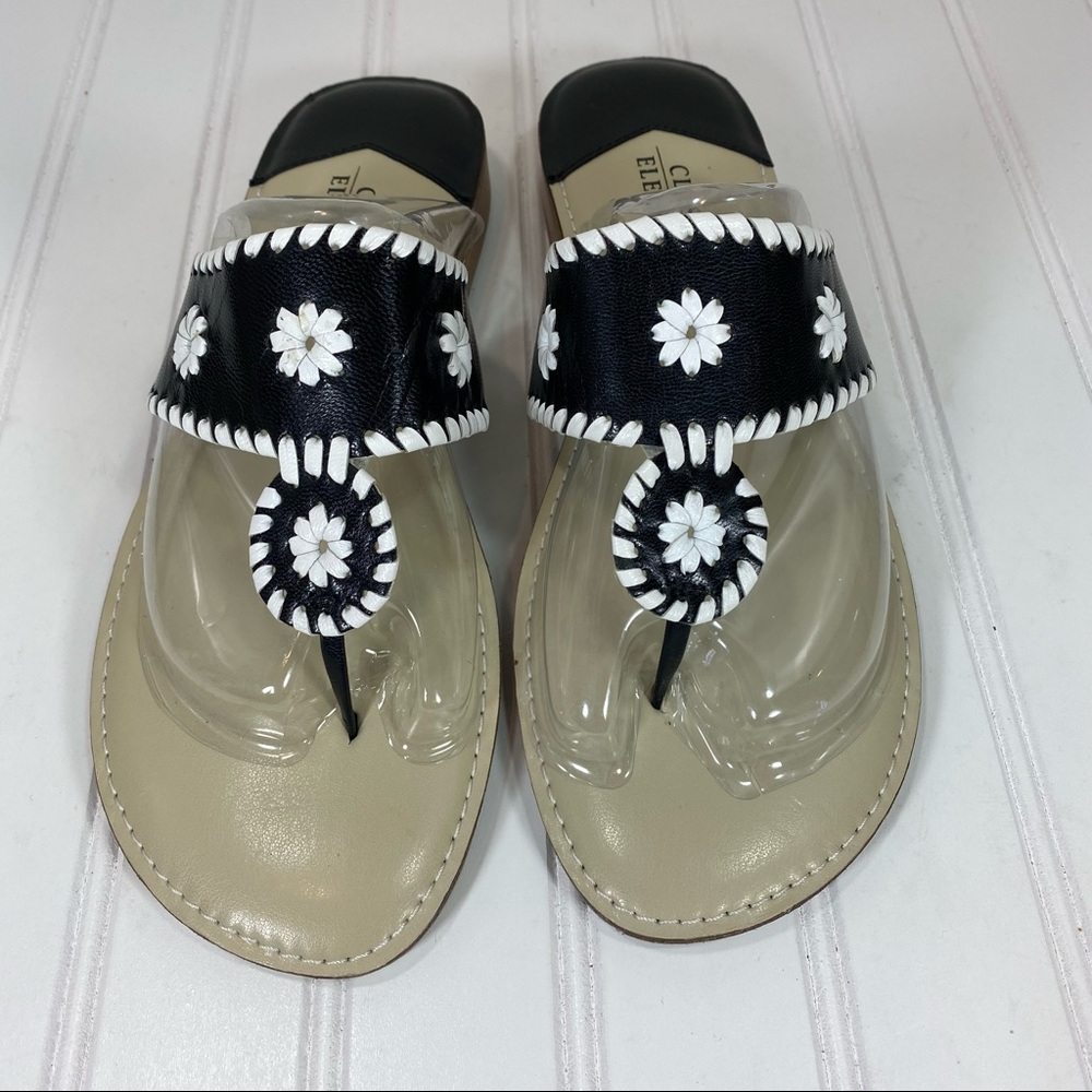 Classic Elements Black & White Leather Sandals - image 2